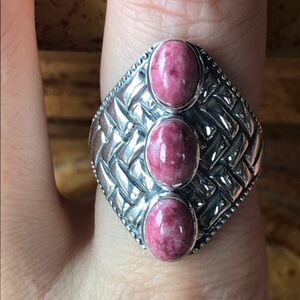Norwegian Thulite Sterling Silver Ring Size 7